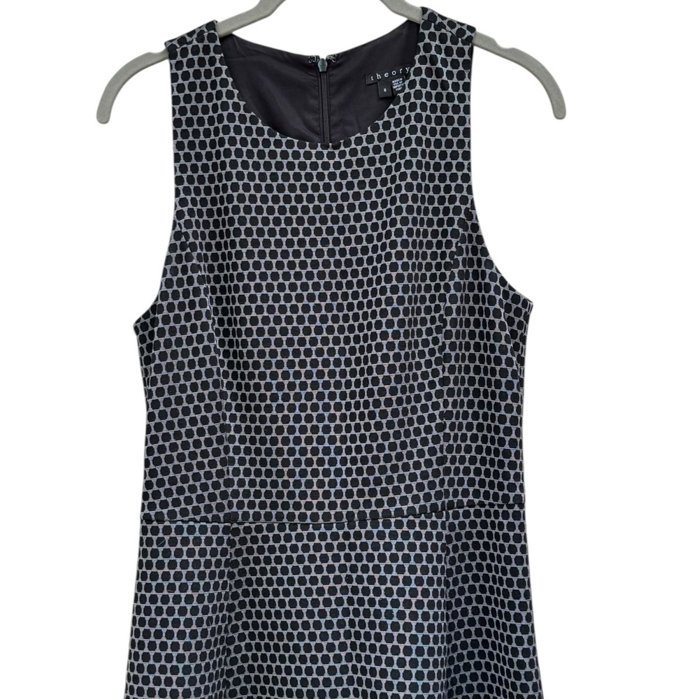 Theory Elegant Black and Gray Polka Dotted Patterned Dress size 6 - Picture 4 of 8